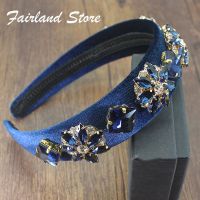 【YF】 Fairland European Vintage Velvet Luxury Girls Crystal Baroque Hairband Elegant Rhinestone Headband Women Party Hair Accessory