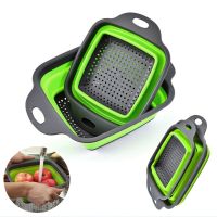 【CC】۞  Colander Dish Drainer Strainer Fruit Vegetable Washing Storage Basket Silicone Collapsible Tools