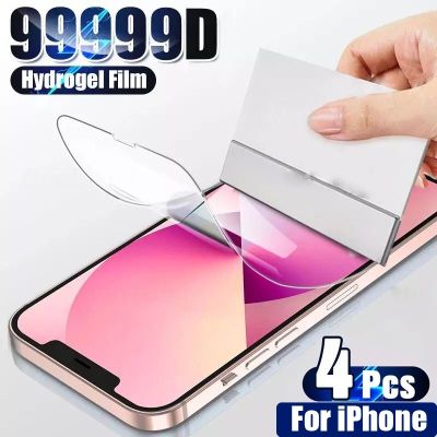 [spot goods66] 4PCS Hydrogel ฟิล์มสำหรับ iPhone 14 13 12 11 Pro Max Mini Screen Protector ฟิล์มด้านหน้าสำหรับ iPhone XR X XS Max 7 8 Plus SE 2020 2022