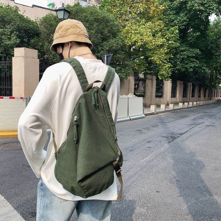 cotton-canvas-backpack-womens-korean-niche-backpack-solid-color-unprinted-large-capacity-student-schoolbag-mens-tooling-style-2023