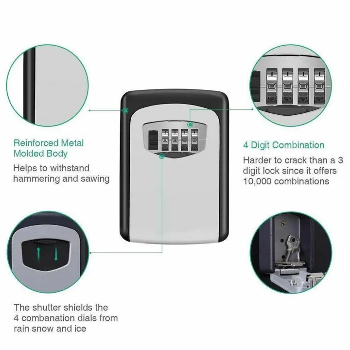 【Ready Stock】4 Digit Passwords Outdoor Wall Mounted Key Safe Code