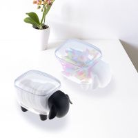 1PCS Cute sheep creative mini plastic cotton swab storage box household dustproof desktop cosmetic finishing box