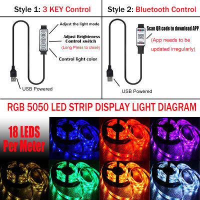 Bluetooth APP Control LED Lights Strip RGB 5050 5V USB Flexible Decoration For Room TV PC Background Lighting Luces Led String