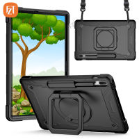 Casing Tablet แฟชั่นสำหรับซัมซุงกาแล็กซีแท็บ S8Plus 12.4 "(2022) / SM-X800 X806 X806B X806U X806N TPU นิ่ม + PC 2 In 1ฝาครอบในตัวคลิปหนีบสายเคเบิลและ2CHD ปลอกกันกระแทกกระเป๋าสายยาวสะพายไหล่