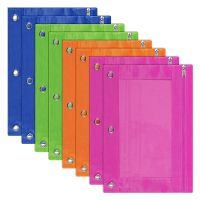 8 Pack 3-Ring Pencil Pouch, Pouch Binder, Multi-Color, Pencil Case, Clear Window, for School Supplies,