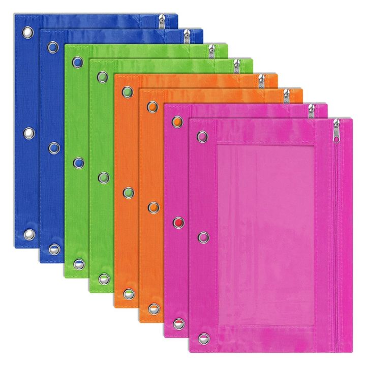 8-pack-3-ring-pencil-pouch-pouch-binder-multi-color-pencil-case-clear-window-for-school-supplies-office-supplies