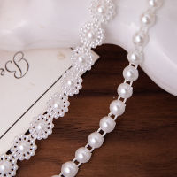 Imitation Pearl Guipure Ribbon White Crystal Beads For Wedding Dress Decoration Clothing DIY Crafts 710mm Wide Sewing Accessory