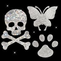 HungMieh Rhinestone Crystal Diamond Skull Paw Print Butterfly Decals Stickers on Car Motorcycle Auto Styling Decor Accessories