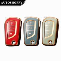 shangdjh Soft TPU Car Key Case Full Cover For Toyota Highlander RAV4 Izoa CHR Levin Camry Corolla Reiz 3 Button Fold Protection Shell