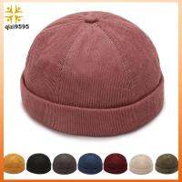 QIZI9595 ผ้าลูกฟูก หมวกกลมๆ ผ้าคอตตอน แข็งและแข็งแรง หมวก skullcap ของใหม่ ปรับได้ปรับได้ หมวกฮิปฮอป ใช้ได้ทุกเพศ