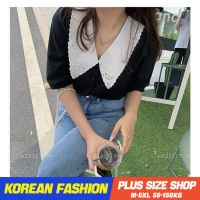 Plus size เสื้อผ้าสาวอวบ เดรสสาวอวบอ้วน ไซส์ใหญ่ ผู้หญิง ชุดออกงาน ทรงหลวม แขนสั้น คอบัว ฤดูร้อน สไตล์เกาหลีแฟชั่น