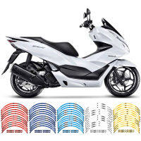 Stiker Motor สะท้อนแสงสำหรับ PCX160ฮอนดาพีซีเอ็กซ์125 150 160 PCX125 PCX150สัญลักษณ์สติกเกอร์รูปลอกการตัดดุมขอบล้อขนาด14 "13" นิ้ว