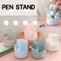 pen stand ที่ใส่ปากกาอเนกประสงค์ ที่ใส่ของ3ช่องหมุนได้  สำหรับตั้งโต๊ะ คละสี