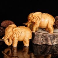 【YF】✓♀  Thuja Wood Elephant Figurines Carved Animals Antique Decoration