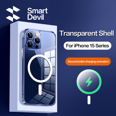 SmartDevil Magsafe เคสโทรศัพท์สำหรับ iPhone 15 Pro Max เคส iPhone 15 Pro เคส iPhone 15 Plus เคส iPhone 15 Plus ป้องกันการตกฝาครอบ TPU โปร่งใสชาร์จไร้สาย