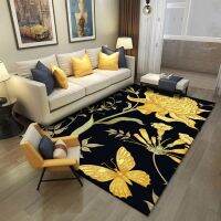 Idyllic Floor Mat 3D Gold Butterfly Flower Car Living Room Coffee Table Non-slip Floor Socks Door Mat