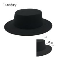 ♙▣♕ New Fashion 8CM Big side adult Vintage Wide Brim Felt Bowler Hats Floppy Cloche Fedora Cap Hat Band Bowler Elegant female hat