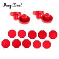 MagiDeal 4 Pieces Air Hockey Felt Pushers Paddles + 10 Pieces Octagon Pucks Red