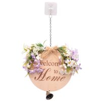 Welcome Sign for Front Door, Front Door Decor, Front Porch Decorations Hanging Sign Rustic Wood Hanging Sign(Purple)