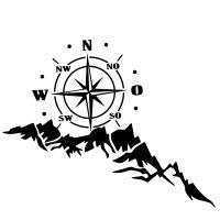 35X65cm New Vinyl Auto Decal Rose Navigate Car Sticker Off-Road Compass Totem Mountain Compass Hood Car Door Sticker