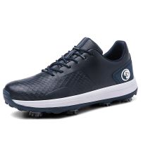 Professional Mens Golf Shoes Waterproof Non-slip Fixed Studs Leather Outdoor Leisure Golf Training Shoes