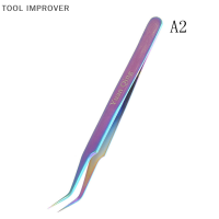 TOOL IMPROVER แหนบสแตนเลสสีรุ้งสติกเกอร์เล็บเครื่องมือเลือกพลอยเทียม