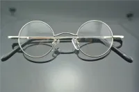 Vintage Small Round 38mm Spring Hinges John Lennon Metal Eyeglass Frames Full Rim Myopia Rx Able Glasses