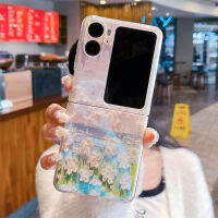 เคสโทรศัพท์บลูเรย์แฟชั่นสำหรับออปโป้ไฟนด์ N2ฝาพับสุดหรูใหม่เคสโทรศัพท์แบบนิ่มลายดอกไม้ภาพวาดสีน้ำมัน