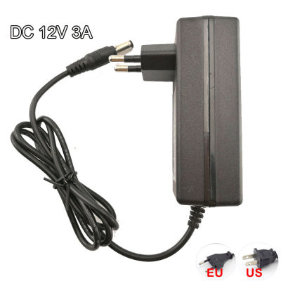 【Tech-savvy】 AC 100V-240V DC Charger Adapter กล้องแหล่งจ่ายไฟ12V 3A Converter 5.5มม. * 2.5มม. EU Plug Transformer สำหรับกล้องวงจรปิด LED Strip E14