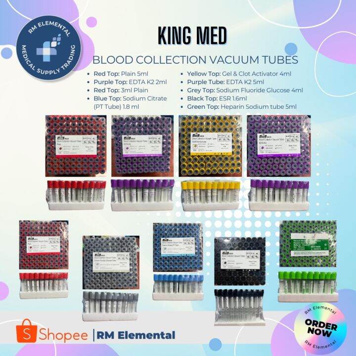 Blood Collection Vacuum Tubes KING MED 1.8ml 2ml 3ml 4ml 5ml Red