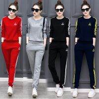 COD DSFGERRTYTRRE 2 Pcs/Set Korean Fashion Casual Womens Set Wear Lady Tracksuit Top and Bottom （Sweatshirt Trousers）