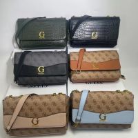 GUESS New print splicing chain crocodile pattern cover bag square bag shoulder Messenger womens bag