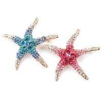 WYBU Newest Starfish Brooch Gifts For Women Bling Rhinestone Charm Brooch Hijab Pins Clothes Jewelry Pins Luxury Broche Headbands