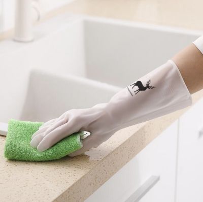 ถุงมือทำความสะอาด ถุงมือยาว ถุงมือกันน้ำ ถุงมืออเนกประสงค์ ถุงมือล้างจาน สวมใส่สบาย หนาอย่างดี