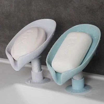 New Leaf Shape Soap Drainer Rack Toilet Laundry Soap Box Bathroom Accessories Soap Storage Tray Home Decor Soap Holder Stand Bin Bathroom Counter Stor