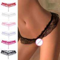 damas para lenceria Lingerie Panties Through See Out Hollow Female Wear Inside Pearls Faux Color Solid Lace G-string Women Sexy