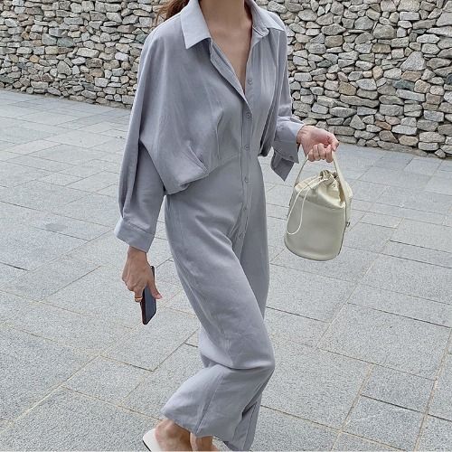 2021Minimalist Style New Waist Temperament Single-breasted Cotton and Linen Shirt Dress Slim Solid Loose Casual Retro Robe Femme