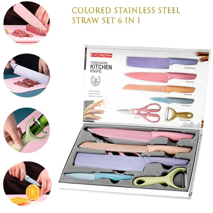 original 6 pcs pastel kitchen knife set Ace Corrugated Knife Pastel