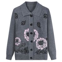 Middle-Aged And Old Womens Female Mother Qiu Dong Outfit Sweater Knit Grandma Add Flocking/Without Cardigan Coat