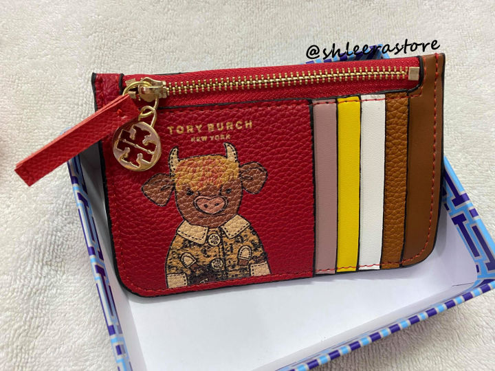 Ready Stock (With Box) Tory Burch CNY 2021 Cow Card Holder / Purse /  Wrislet Red Ox Coin Purse 现货可爱牛牛红色钱包卡包零钱包Duit Beg | Lazada