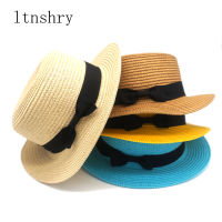 20212019 Summer Beach Hat Female Casual Panama simple Parent-child Hat Visor Women Flat brim Bowknot Straw cap girls Sun Hat 5 color