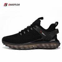 Baasploa 2021 New Mens Knit Mesh Running Shoes Casual Non-slip Breathable Sports Shoes Shock Absorption Male Walking Shoes