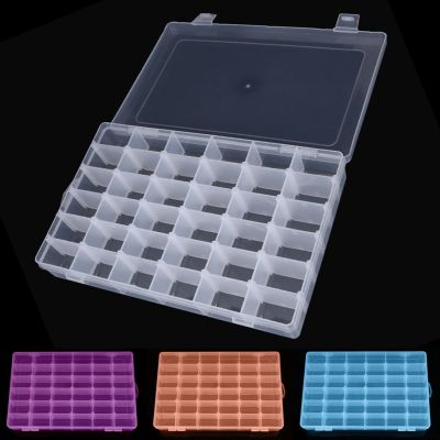 Adjustable 36 Compartment Plastic Storage Box Jewelry Earring Case