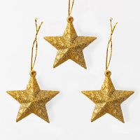 6PCS 5x5cm Christmas Tree Mini Gold Powder Star Decor Ball Pendant Navidad Christmas Ornament Xmas Party DIY Crafts Accessories