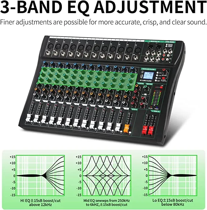 XTUGA CT120 12-Channel Professional Audio Mixer for Computer