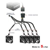 [LUNA electronic accessories] 4 Pin Molex LP4ถึงห้า (5) X 4 Pin TX4 PWM Fan Power Splitter Adapter Converter Cable With One TX4 Female For RPM Feedback