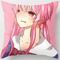 Popular Japanese anime and anime Gasai Yuno single sided printed polyester throw pillowcase decorative pillowcase (no Pillowcase）。