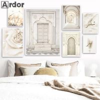 2023∋✷❀ Beige Pampas Grass Art Posters Morocco Door Painting Islamic Canvas Print Dandelion Poster Flower Wall Pictures Bedroom Decor