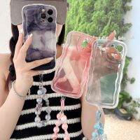 เคสโทรศัพท์ TPU ลายคลื่นสีชมพู &amp; สีเขียว &amp; สีดำ,พร้อมขายึดสำหรับ iPhone X, XS, XR, 11, 12, 13, 14, 15