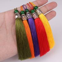 5-20PCS 9cm Hollow Green Jade Beads Tassel Ice Silk Fringe Trim Decor Hair Band Sachet Curtain Jewelry DIY Craft Ornament Making